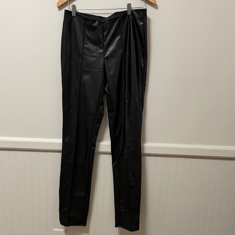 Divided faux leather womens Black Pants